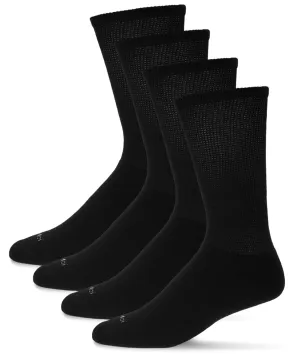 2 Pair Diabetic Full Cushion Crew Socks -Black -Large