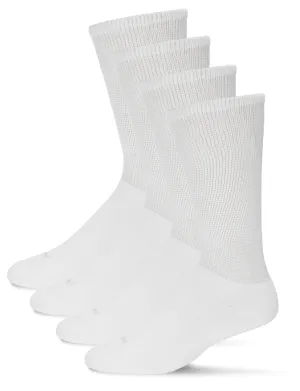 2 Pair Diabetic Full Cushion Crew Socks -White -Large