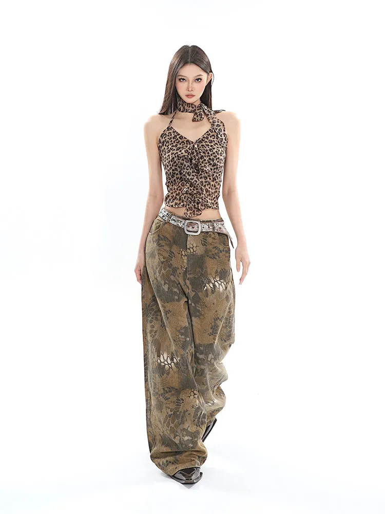 【24s April.】Retro Distressed Camouflage Casual Pants