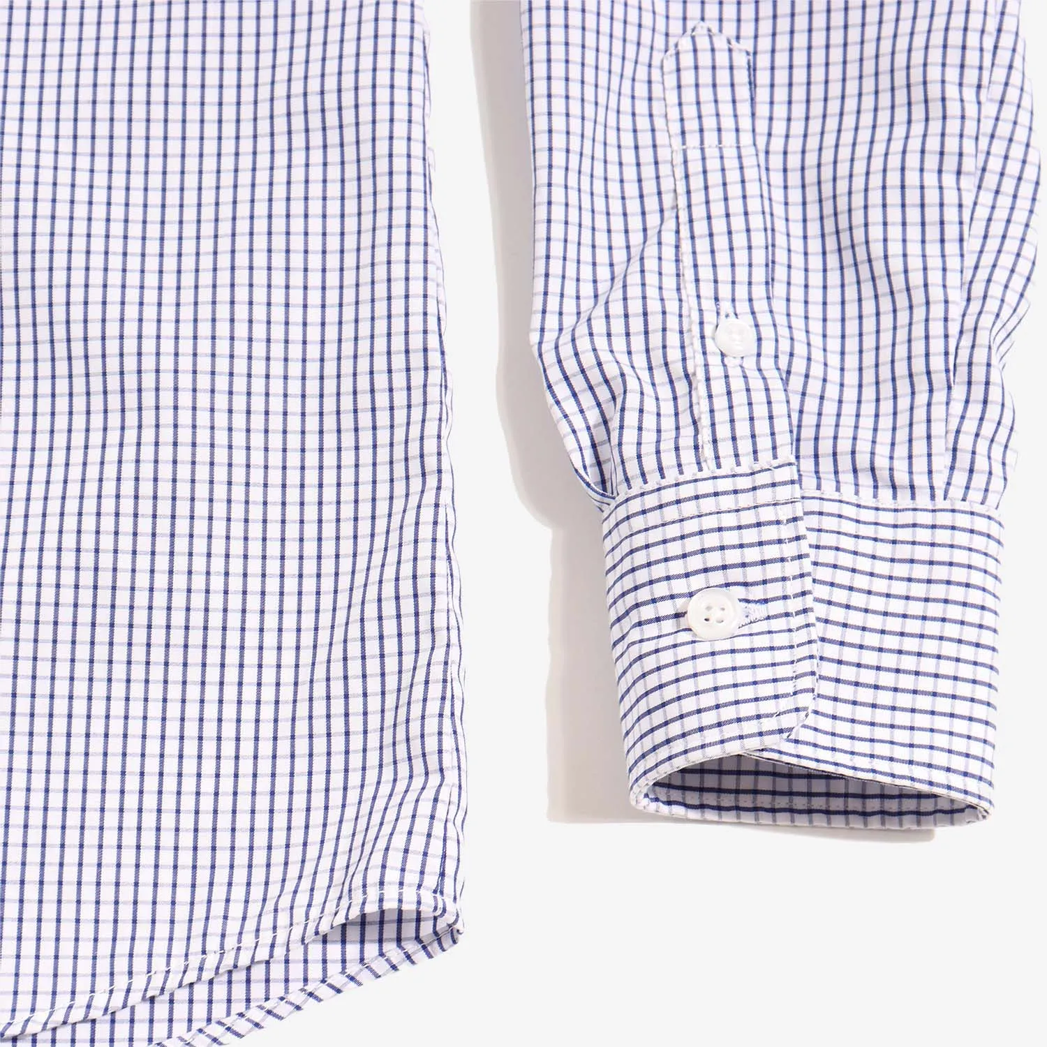 Addams Navy Grid Check Easy-Care Dress Shirt