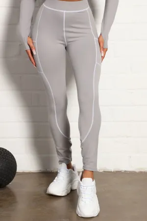 All You Got Active Contrast Stitch Super Soft Legging - Grey