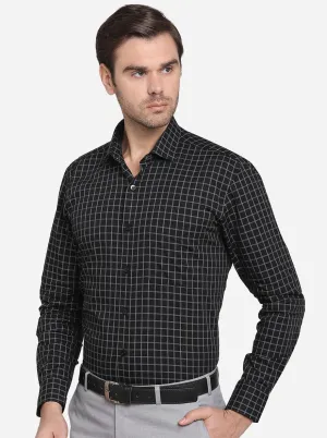 Black & Grey Checked Slim Fit Formal Shirt  | Metal