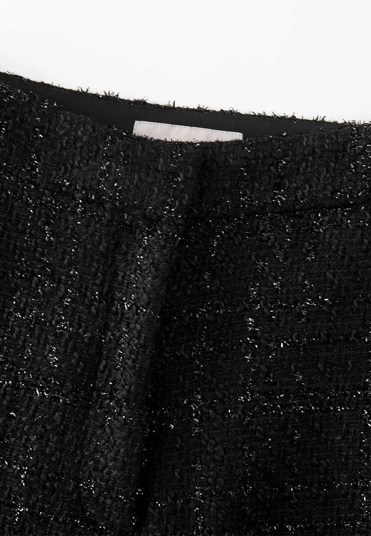 Black Lurex Tweed Straight-leg Trousers