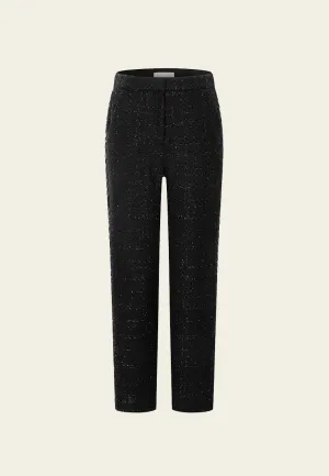 Black Lurex Tweed Straight-leg Trousers