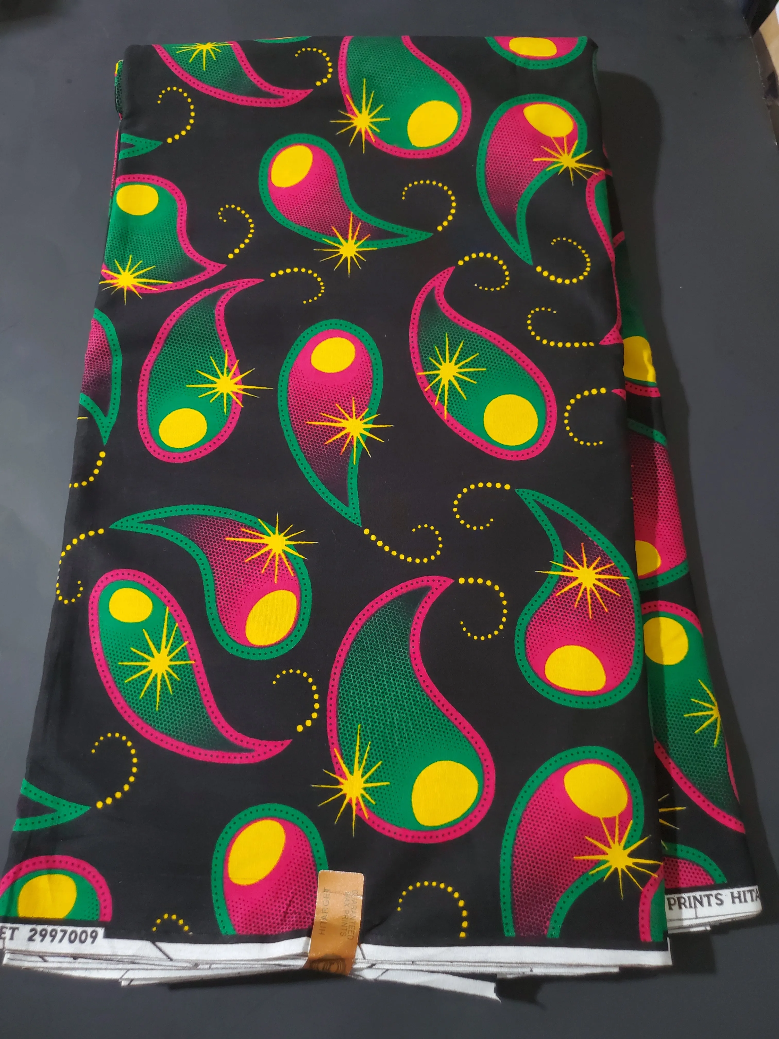 Black Multicolor African Ankara Print Fabric