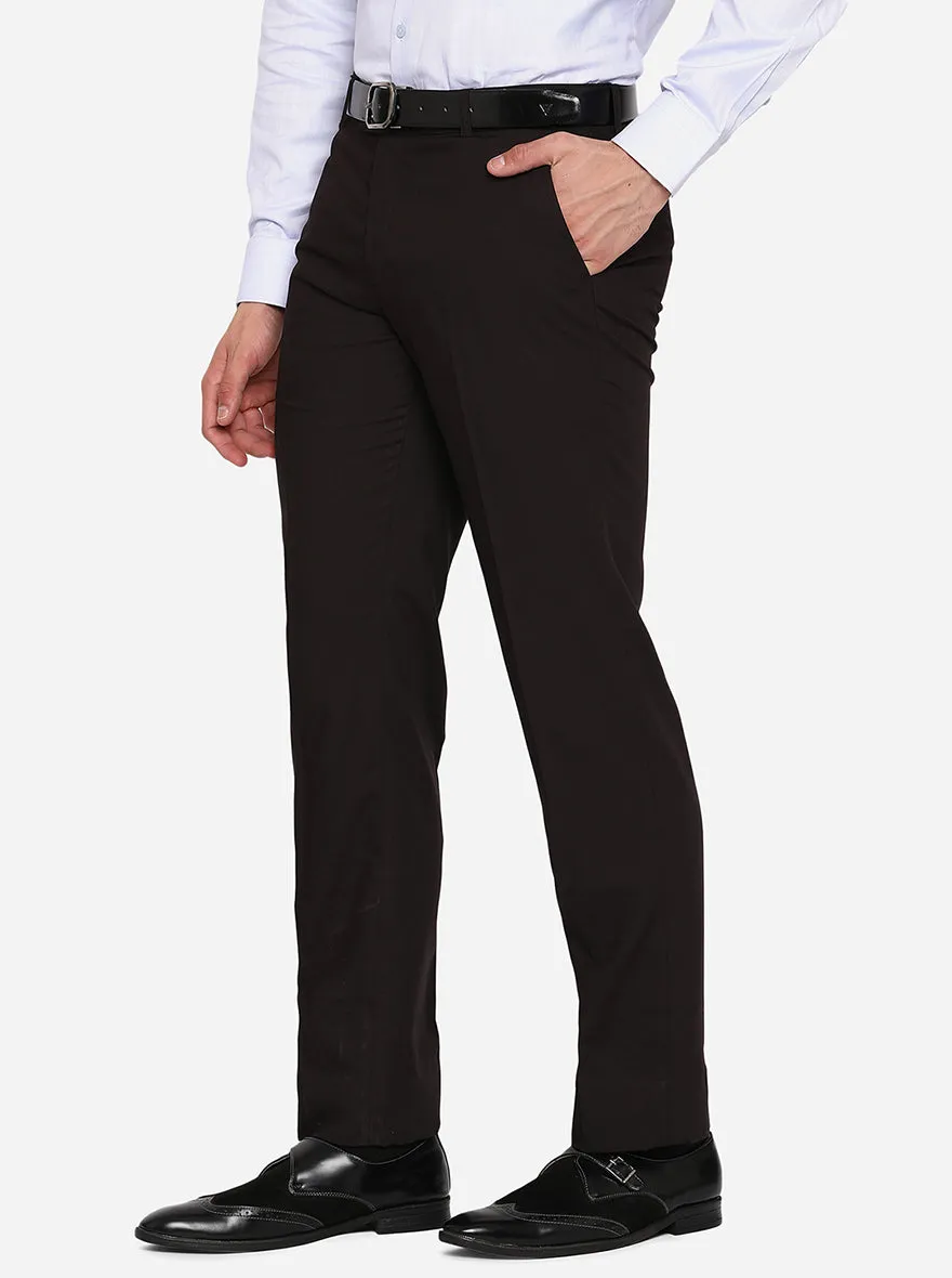 Black Solid Classic Fit Formal Trouser | Greenfibre