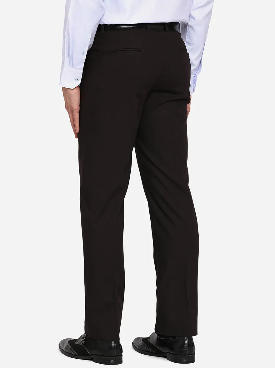 Black Solid Classic Fit Formal Trouser | Greenfibre