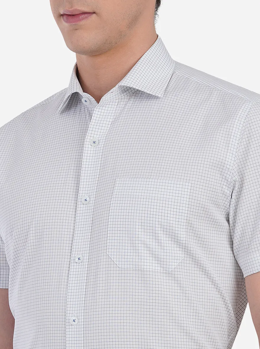 Blue Checked Regular Fit Formal Shirt | JadeBlue