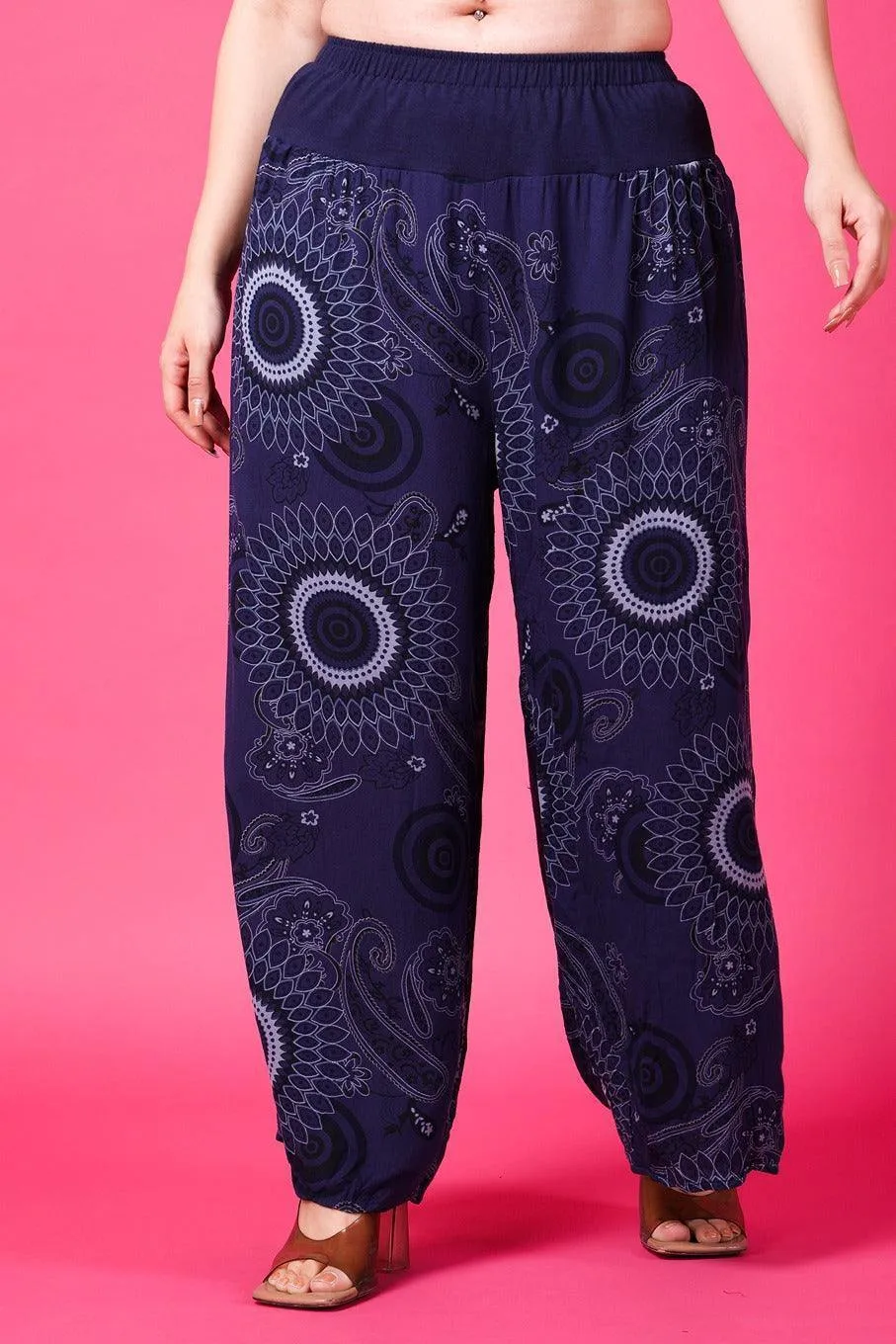 Blue Oval Printed Harem Pants