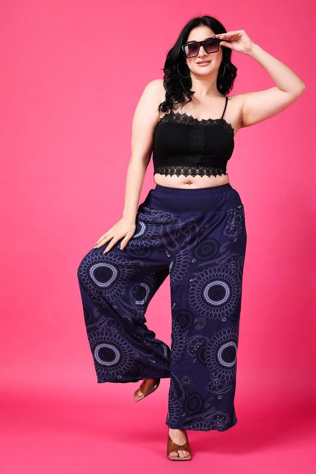 Blue Oval Printed Harem Pants