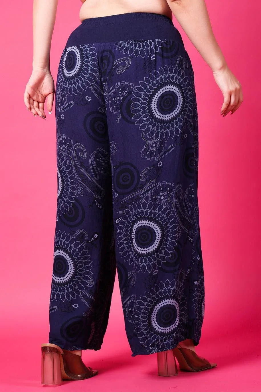 Blue Oval Printed Harem Pants