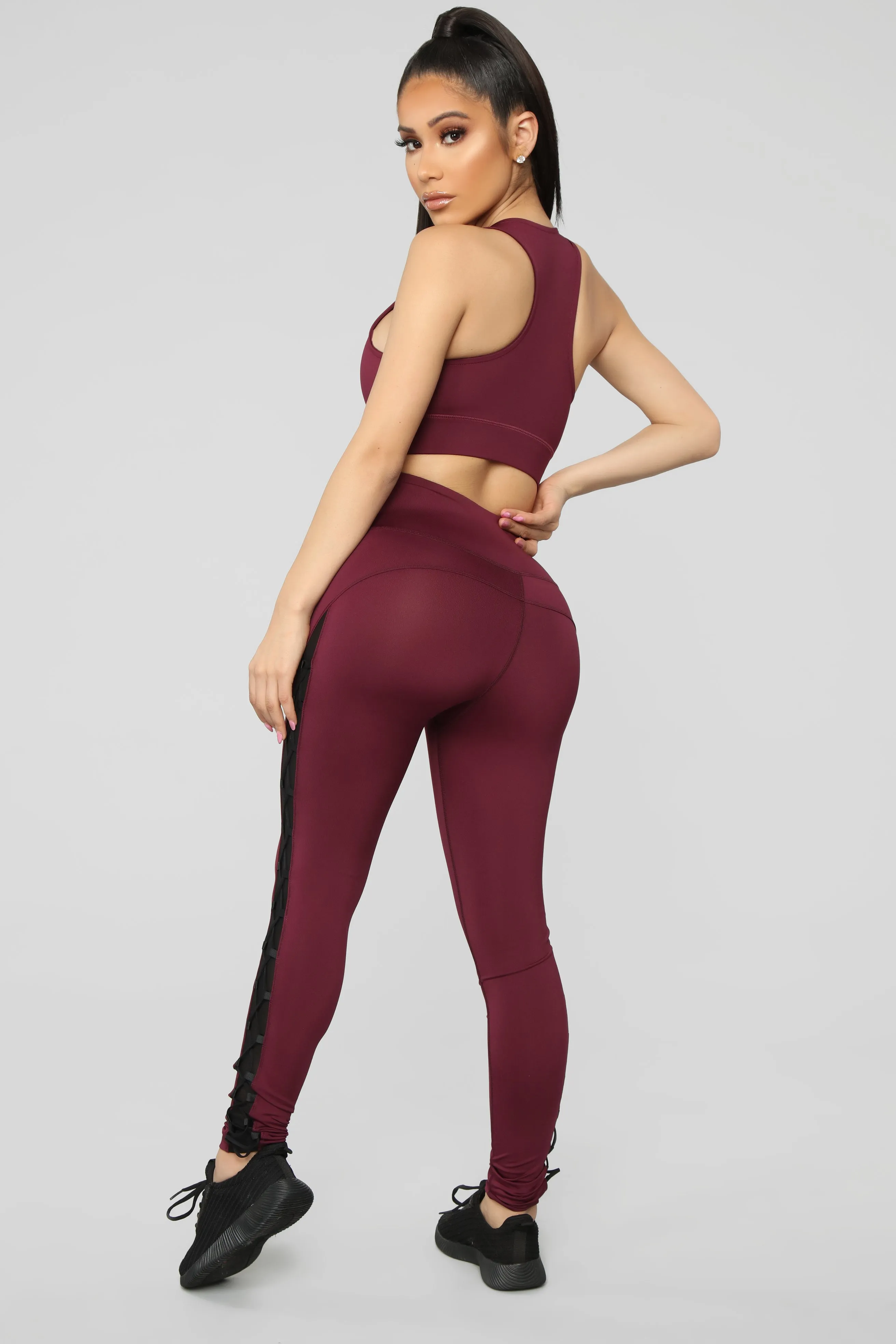 Body Goals Active Leggings - Burgundy