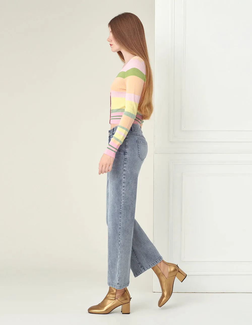 BORA AKSU Washed Light Blue Wide-Leg Fit Jeans