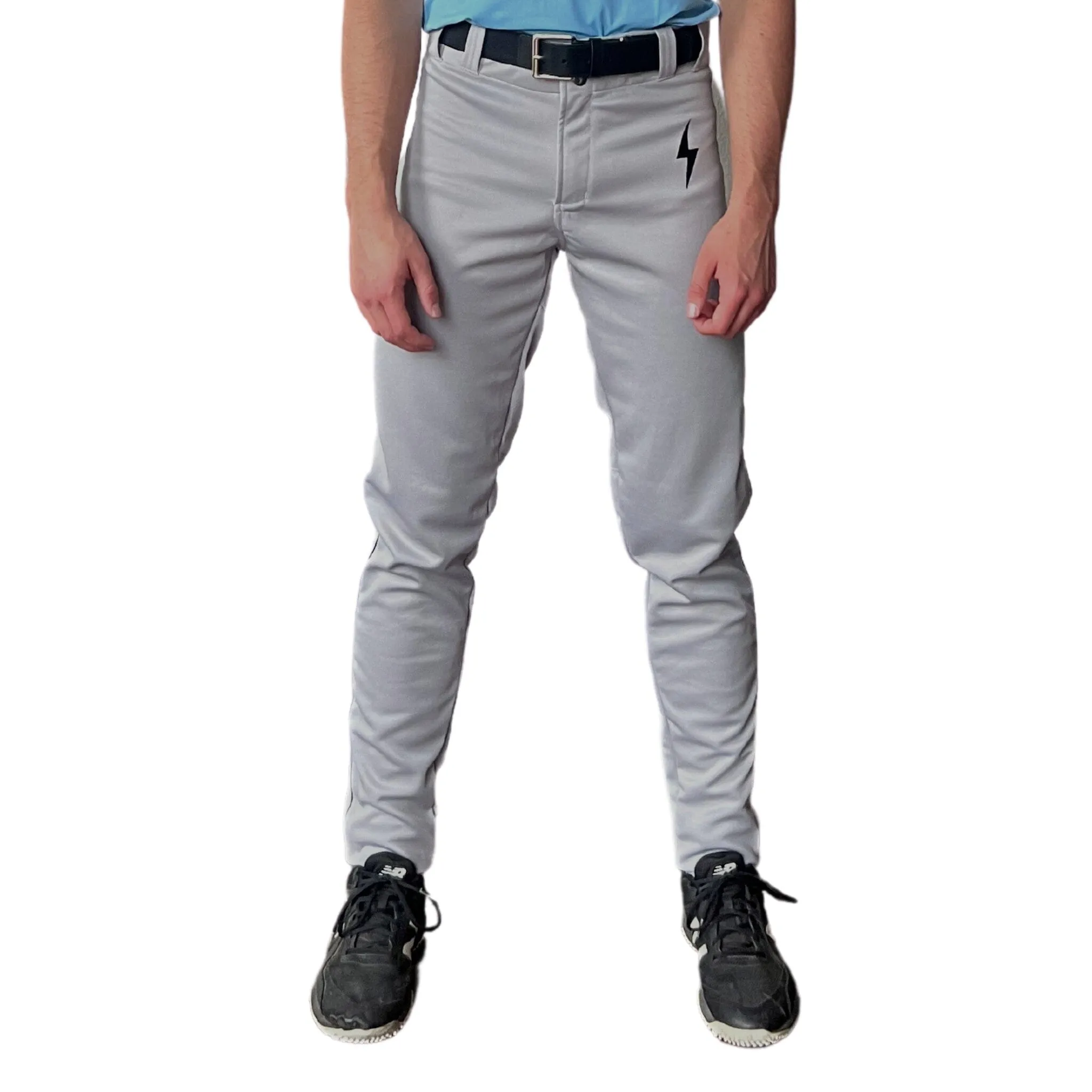 BRUCE BOLT Premium Pro Baseball Pant - GREY w/ Black Piping