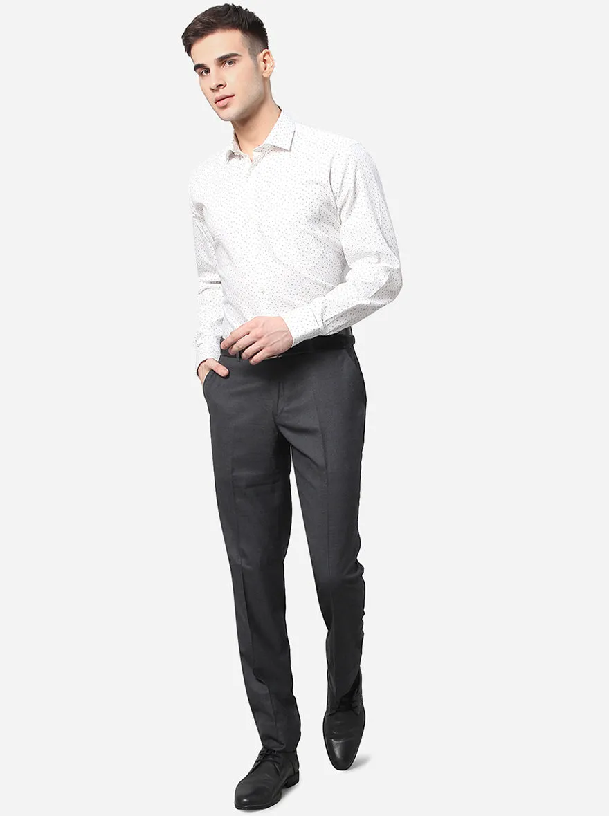 Charcoal Grey Solid Classic Fit Formal Trouser | JadeBlue