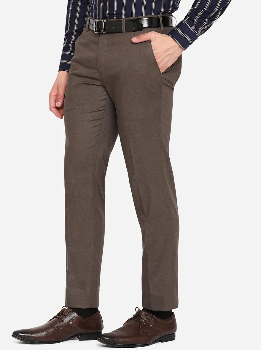 Charcoal Grey Solid Super Slim Fit Formal Trouser | JadeBlue