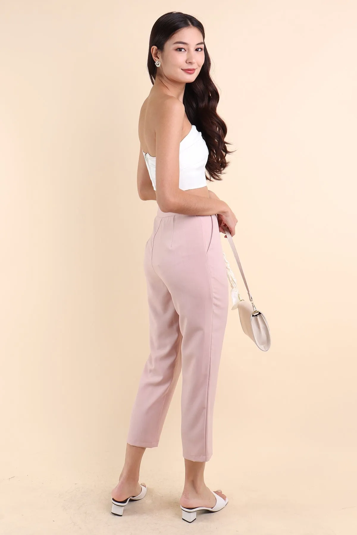 CLEO TAILORED PANTS IN NUDE PINK