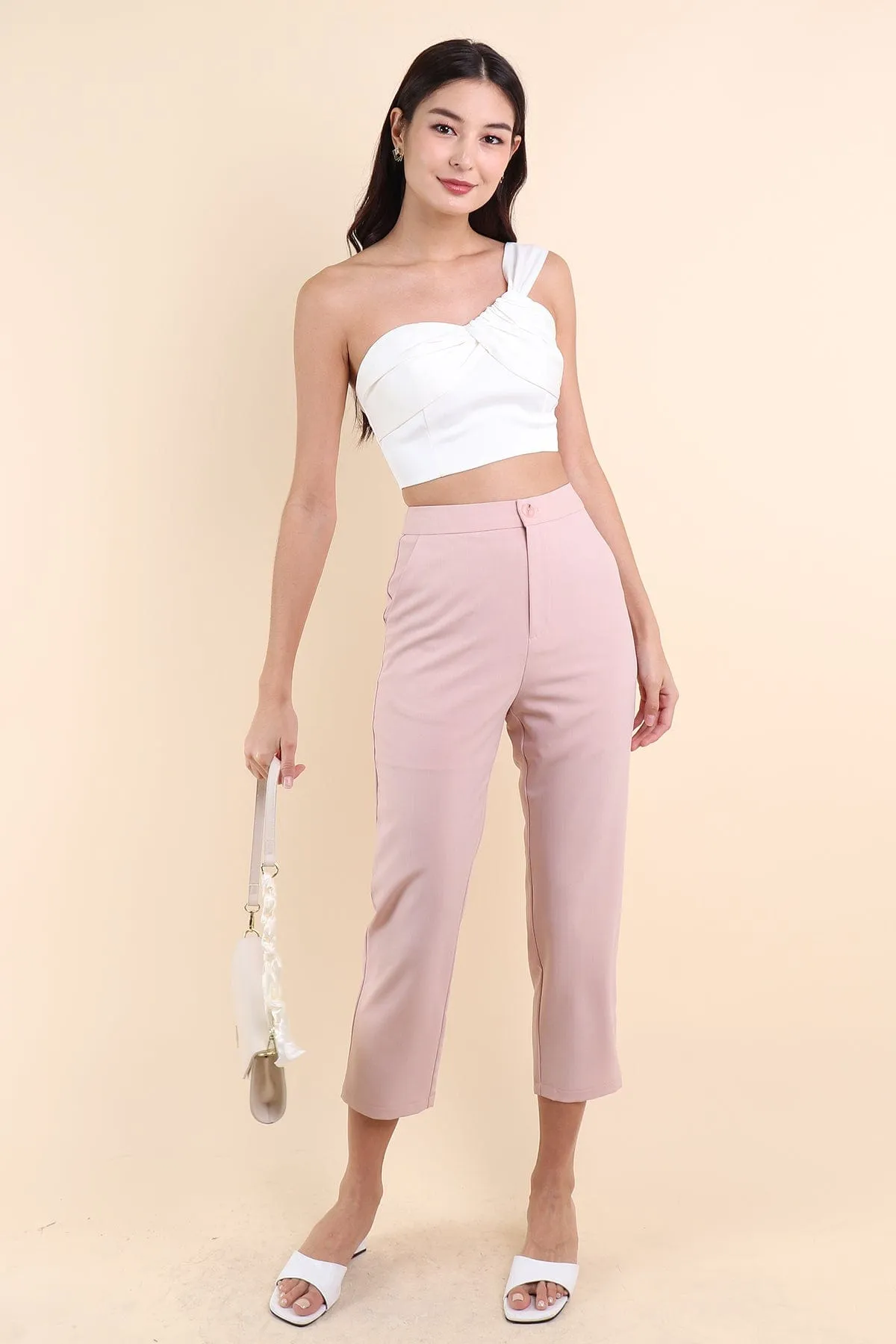 CLEO TAILORED PANTS IN NUDE PINK