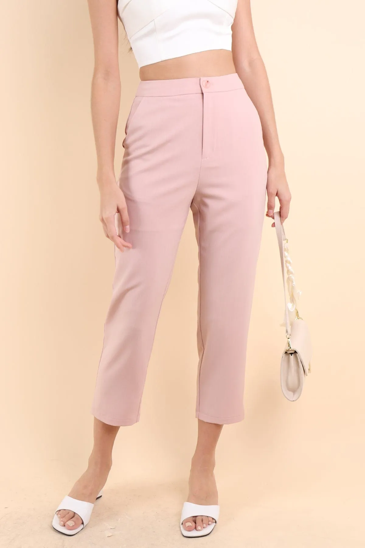 CLEO TAILORED PANTS IN NUDE PINK