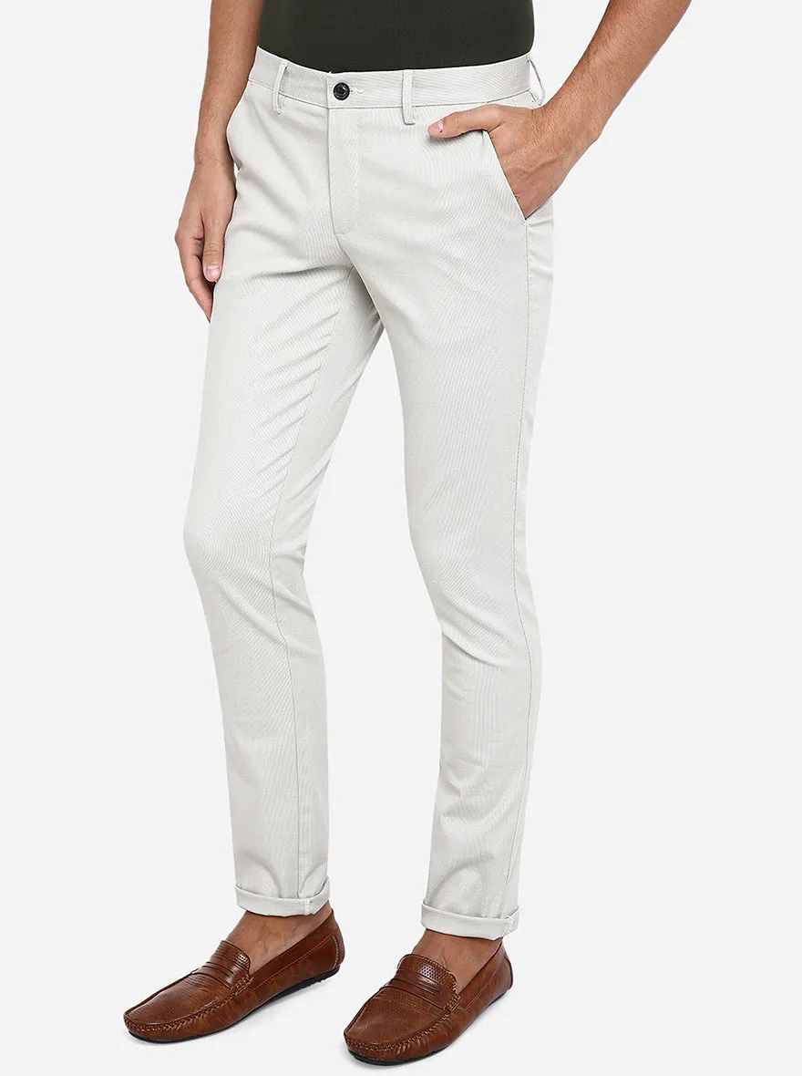 Cream Solid Uno Fit Casual Trouser | JadeBlue