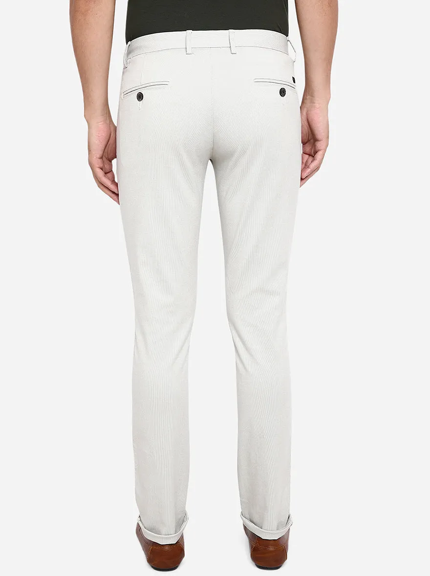 Cream Solid Uno Fit Casual Trouser | JadeBlue