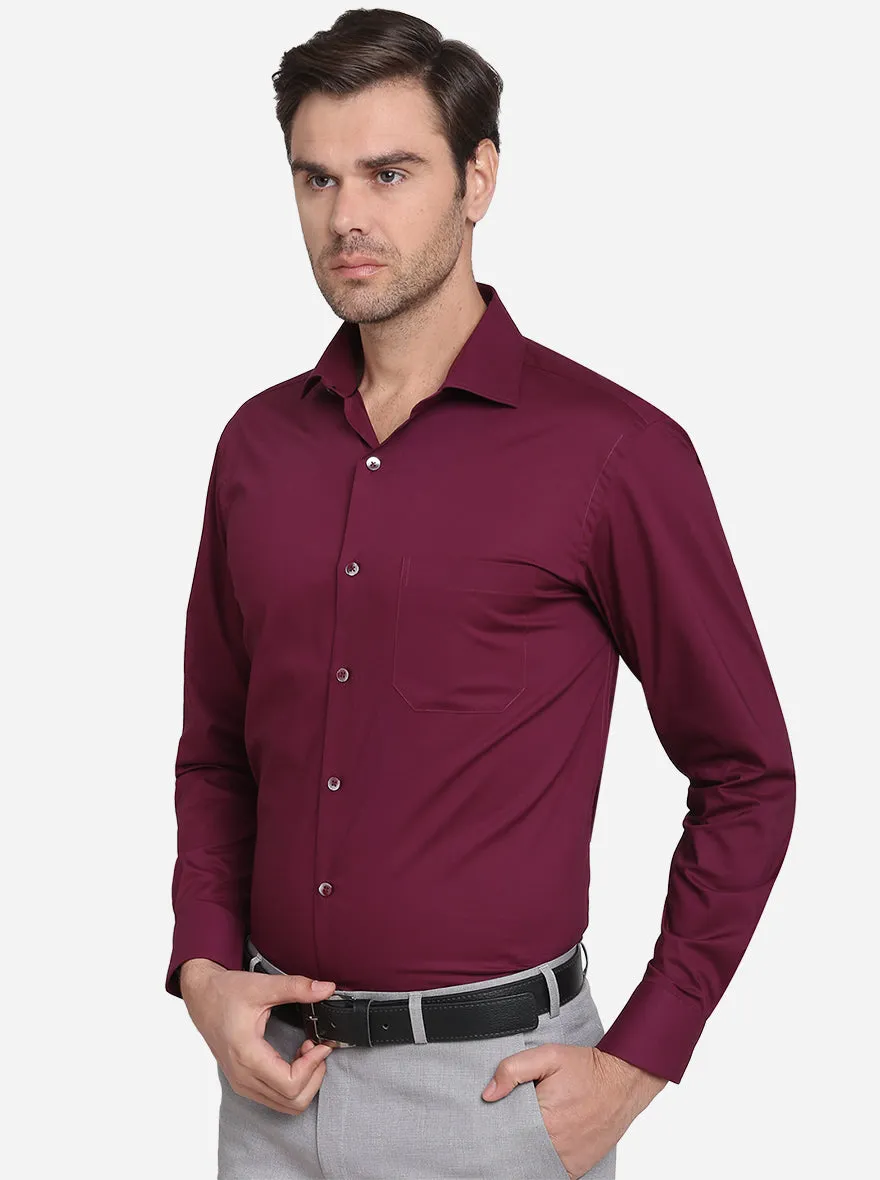 Crush Berry Red Solid Slim Fit Formal Shirt  | Metal