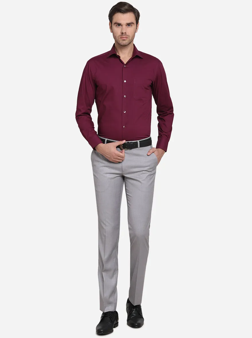 Crush Berry Red Solid Slim Fit Formal Shirt  | Metal