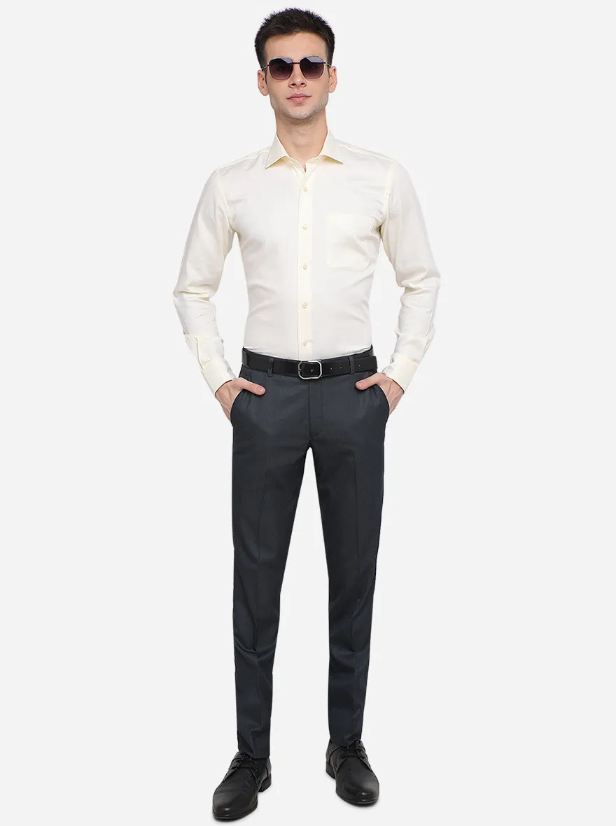 Dark Blue Solid Super Slim Fit Formal Trouser | JB Studio