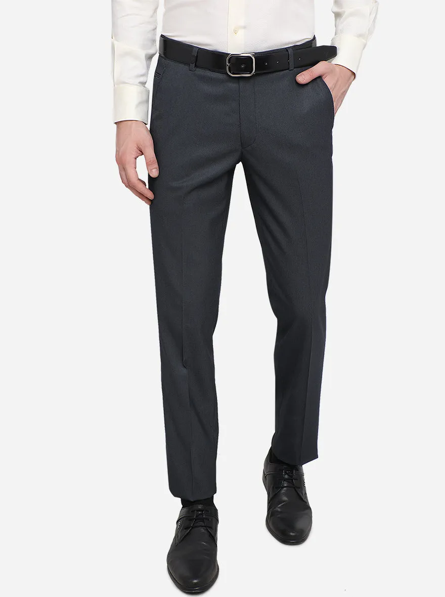 Dark Blue Solid Super Slim Fit Formal Trouser | JB Studio