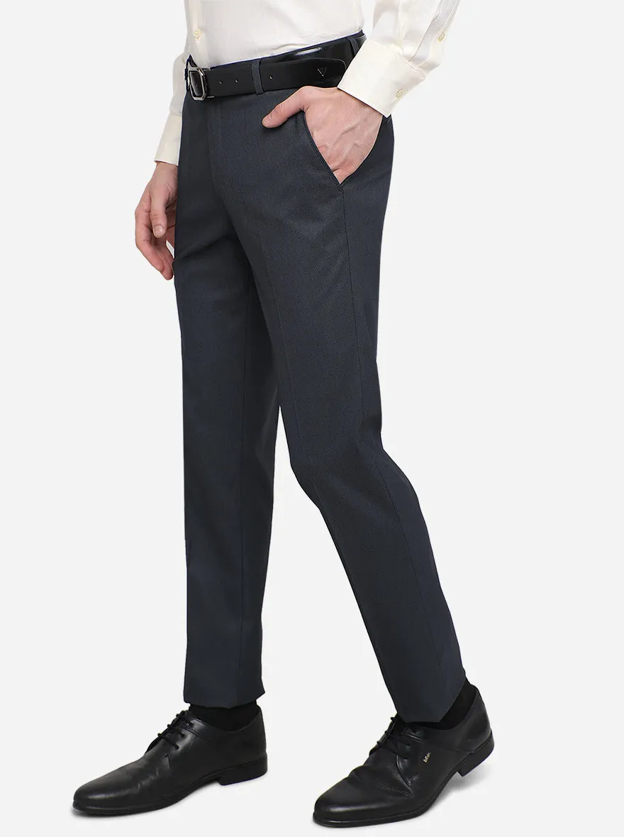 Dark Blue Solid Super Slim Fit Formal Trouser | JB Studio