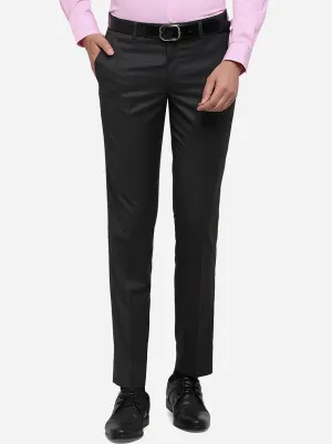 Dark Grey Checked Super Slim Fit Formal Trouser | JadeBlue