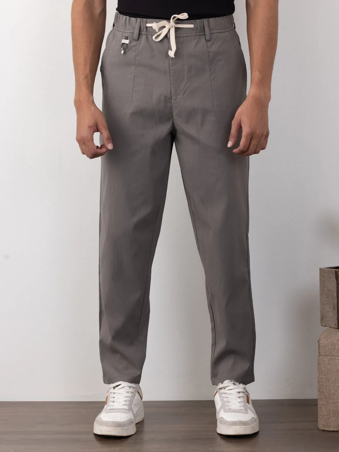 Dark Grey Plain Travel Pants