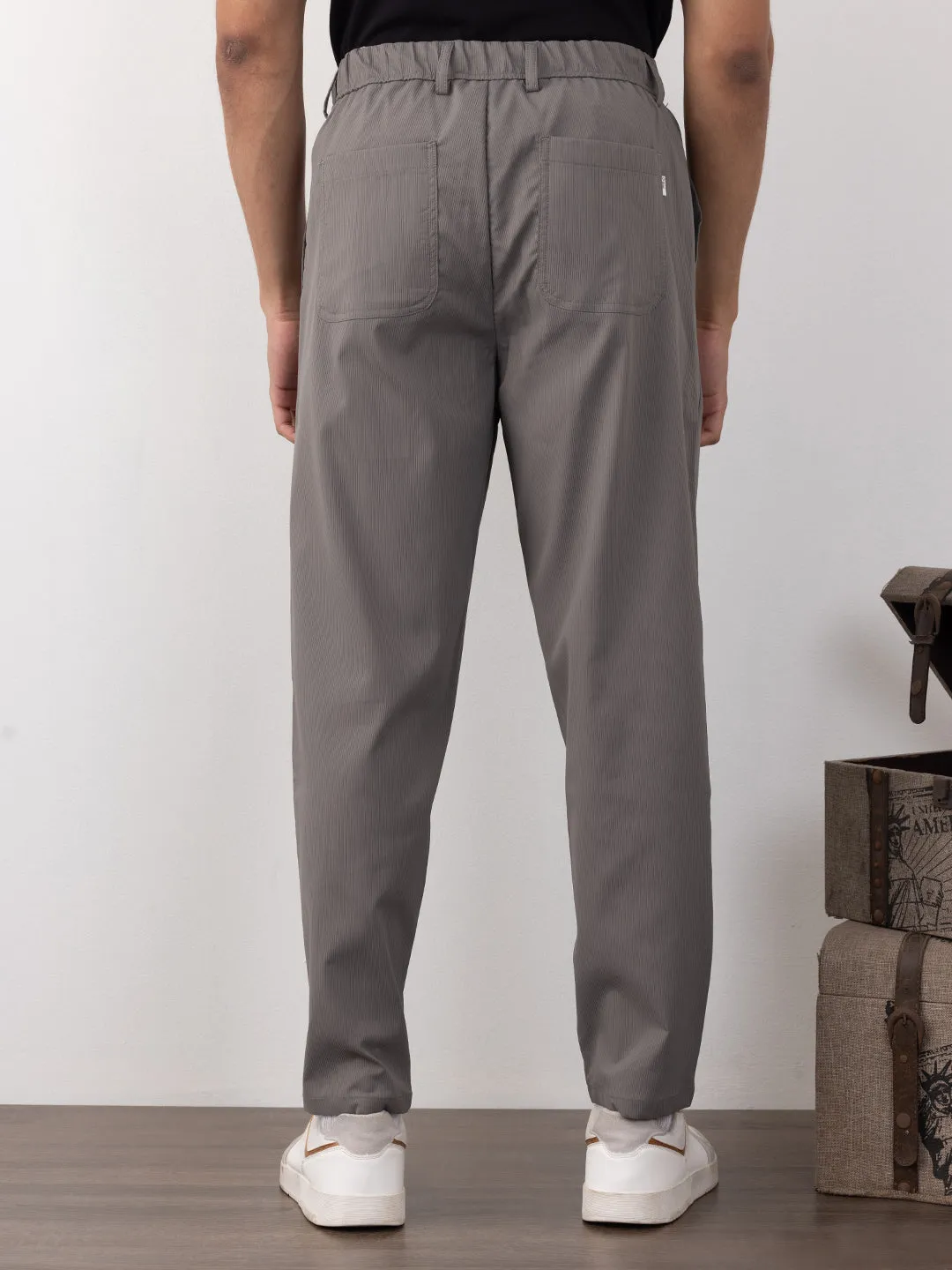 Dark Grey Plain Travel Pants