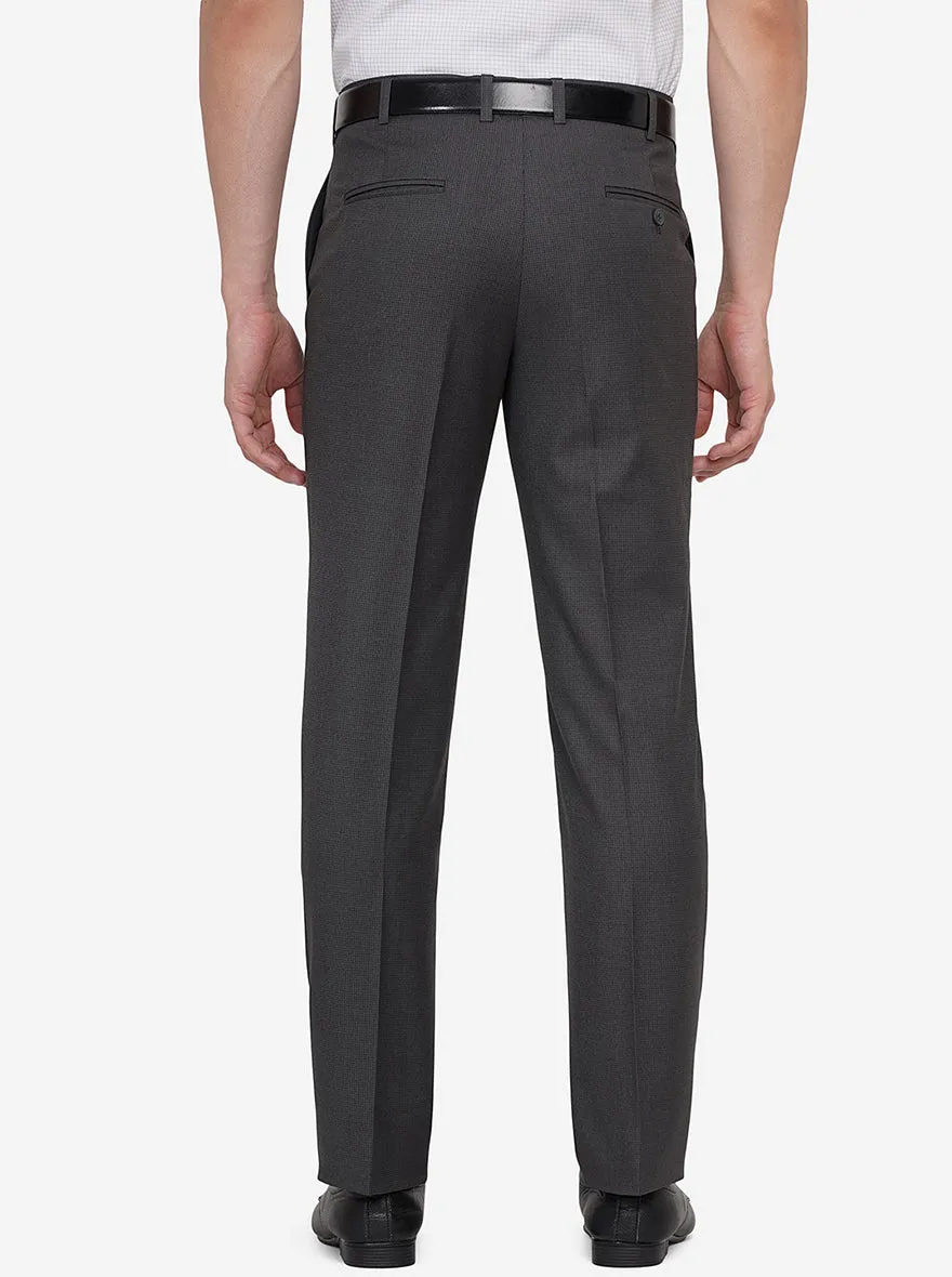 Dark Grey Solid Classic Fit Formal Trouser | JadeBlue