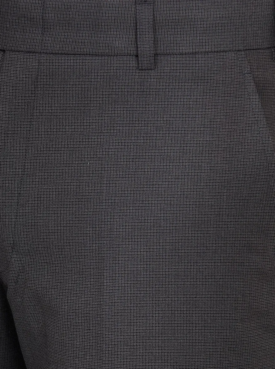 Dark Grey Solid Classic Fit Formal Trouser | JadeBlue