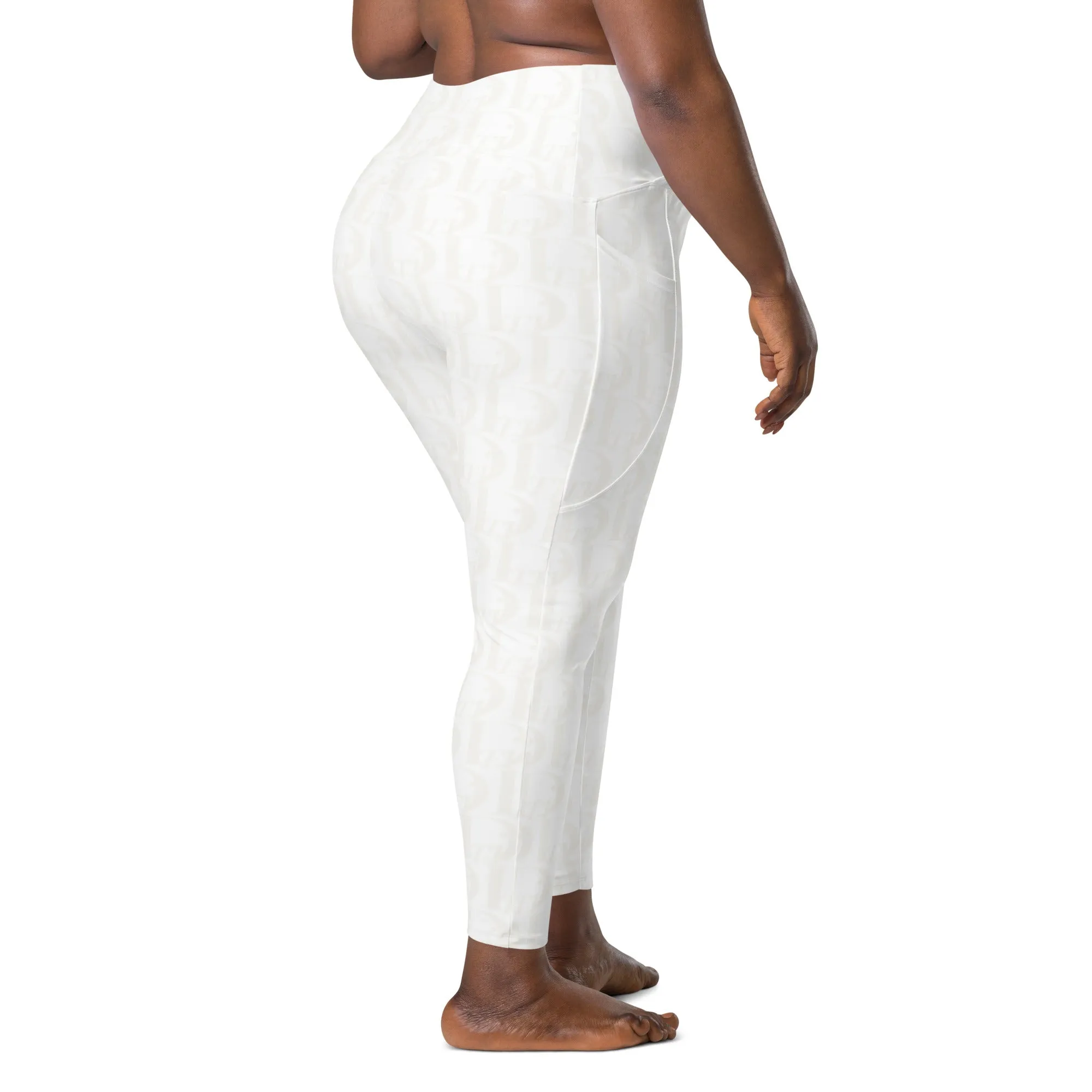 Descendants of the Island WOW - white on white Crossover leggings with pockets