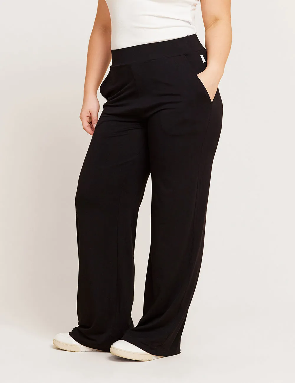 Downtime Wide Leg Lounge Pant - Black