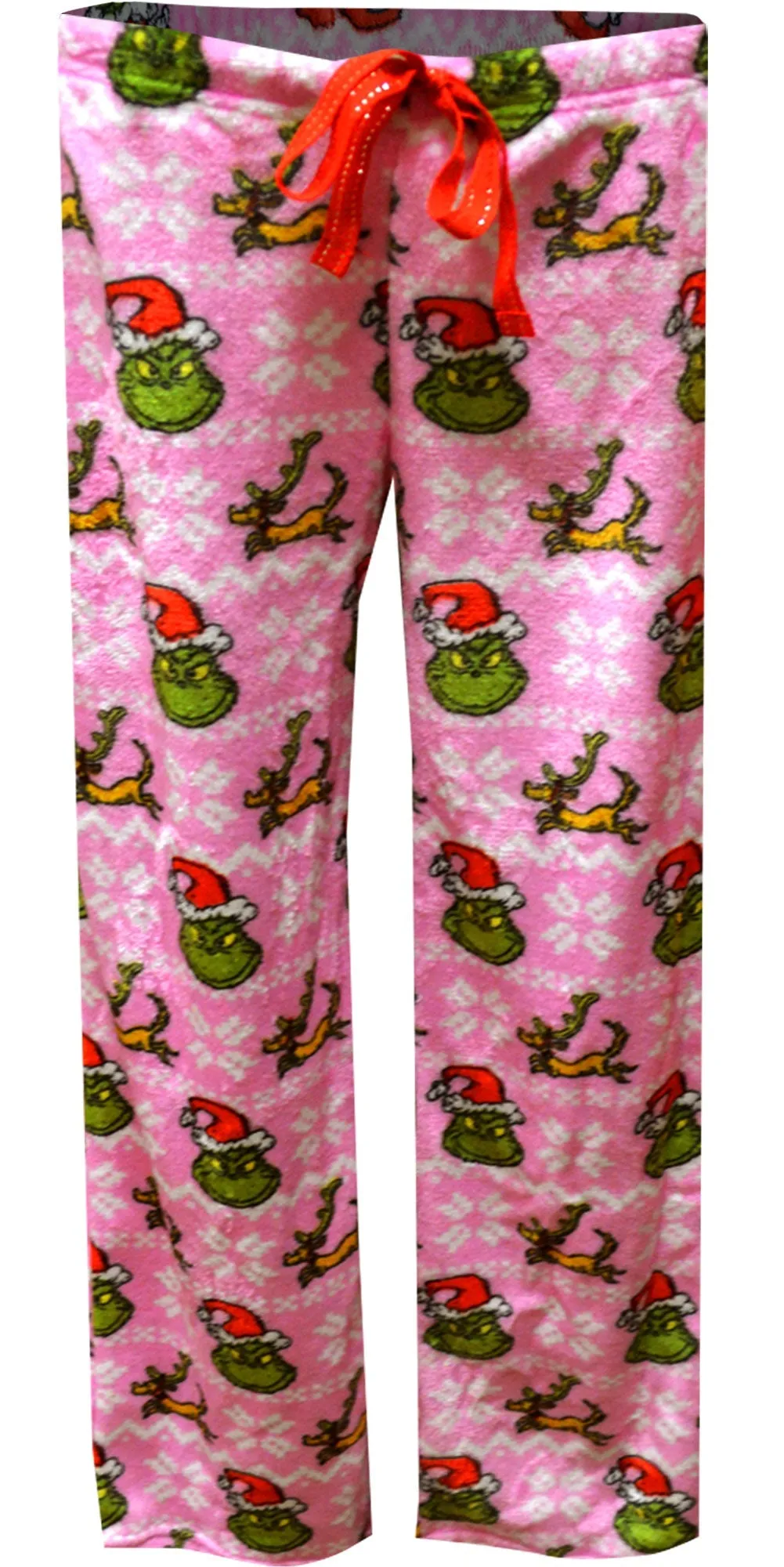 Dr. Seuss the Grinch and Max Fairisle Pink Plush Lounge Pants