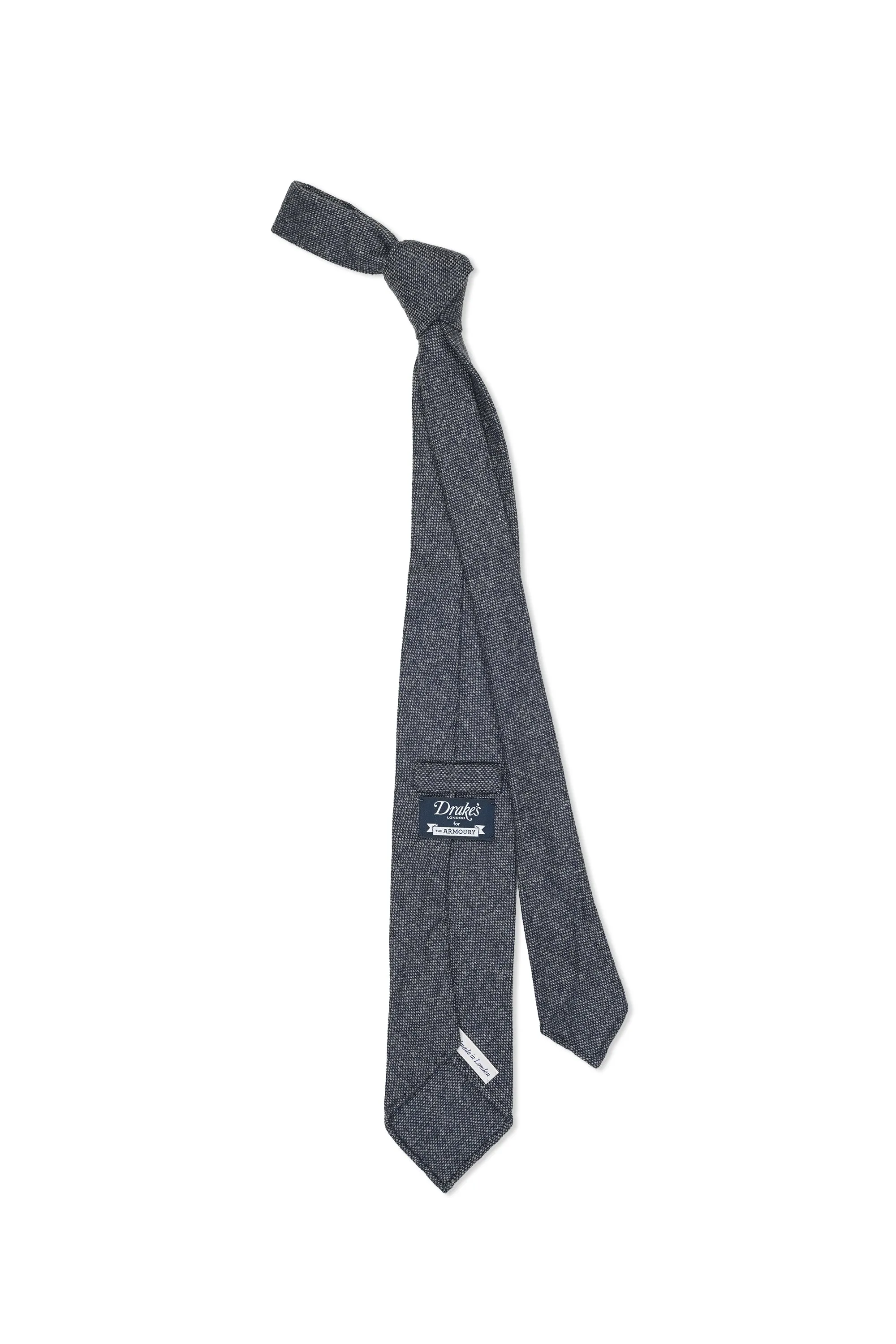 Drake's Blue/Grey Cashmere Woven Tie