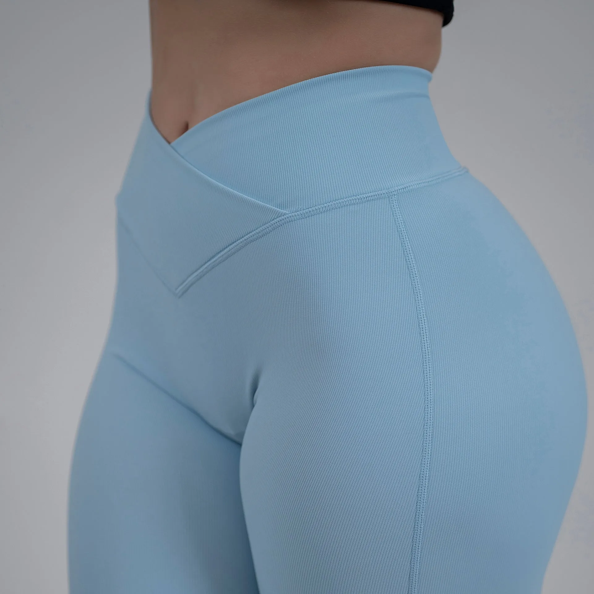 Ember Ribbed Vbelt Leggings(Sky blue)