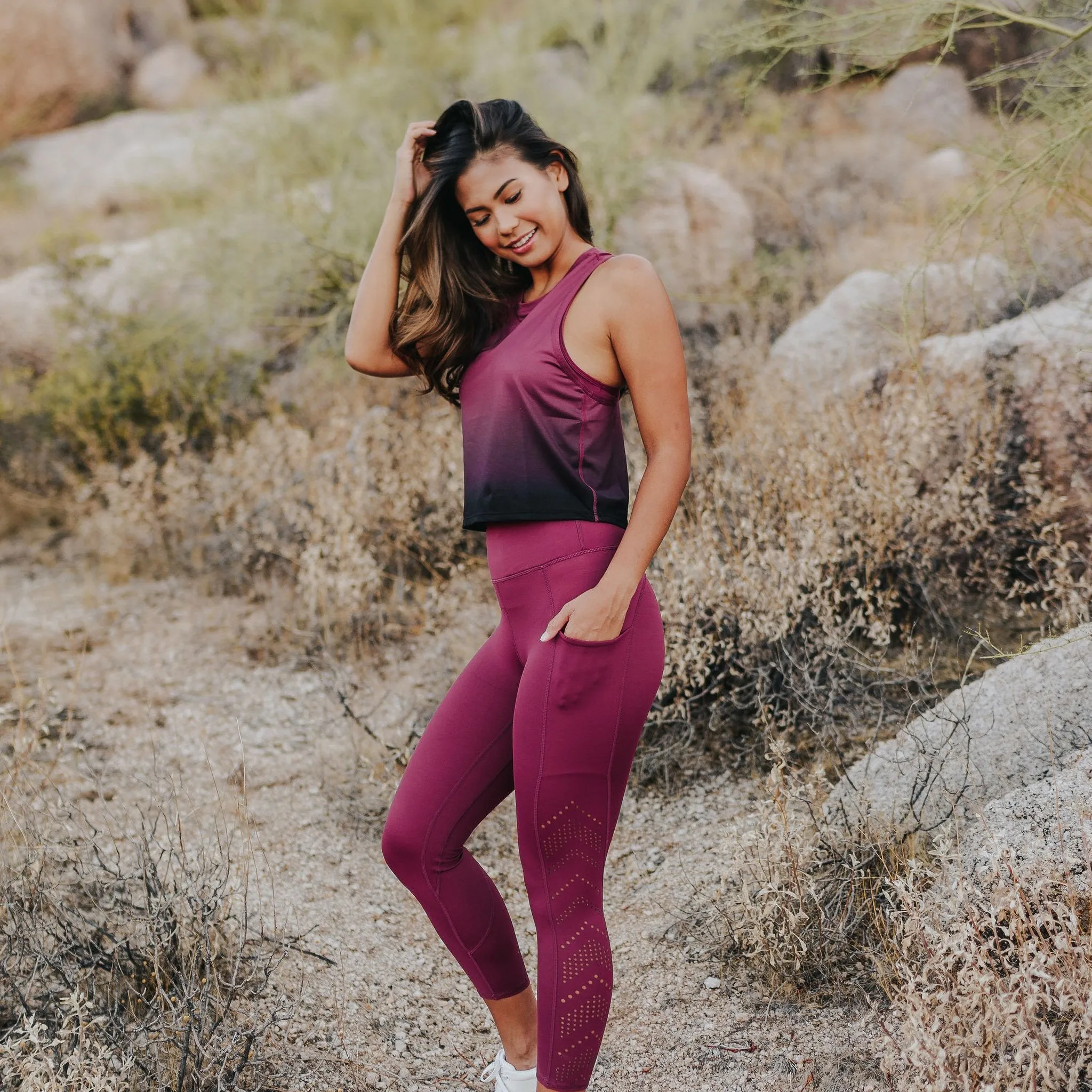 Energy Cropped Tank Top - Merlot Ombre