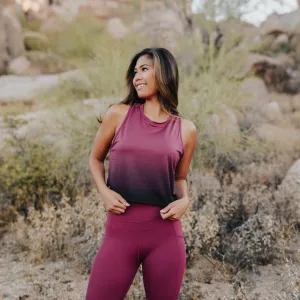 Energy Cropped Tank Top - Merlot Ombre