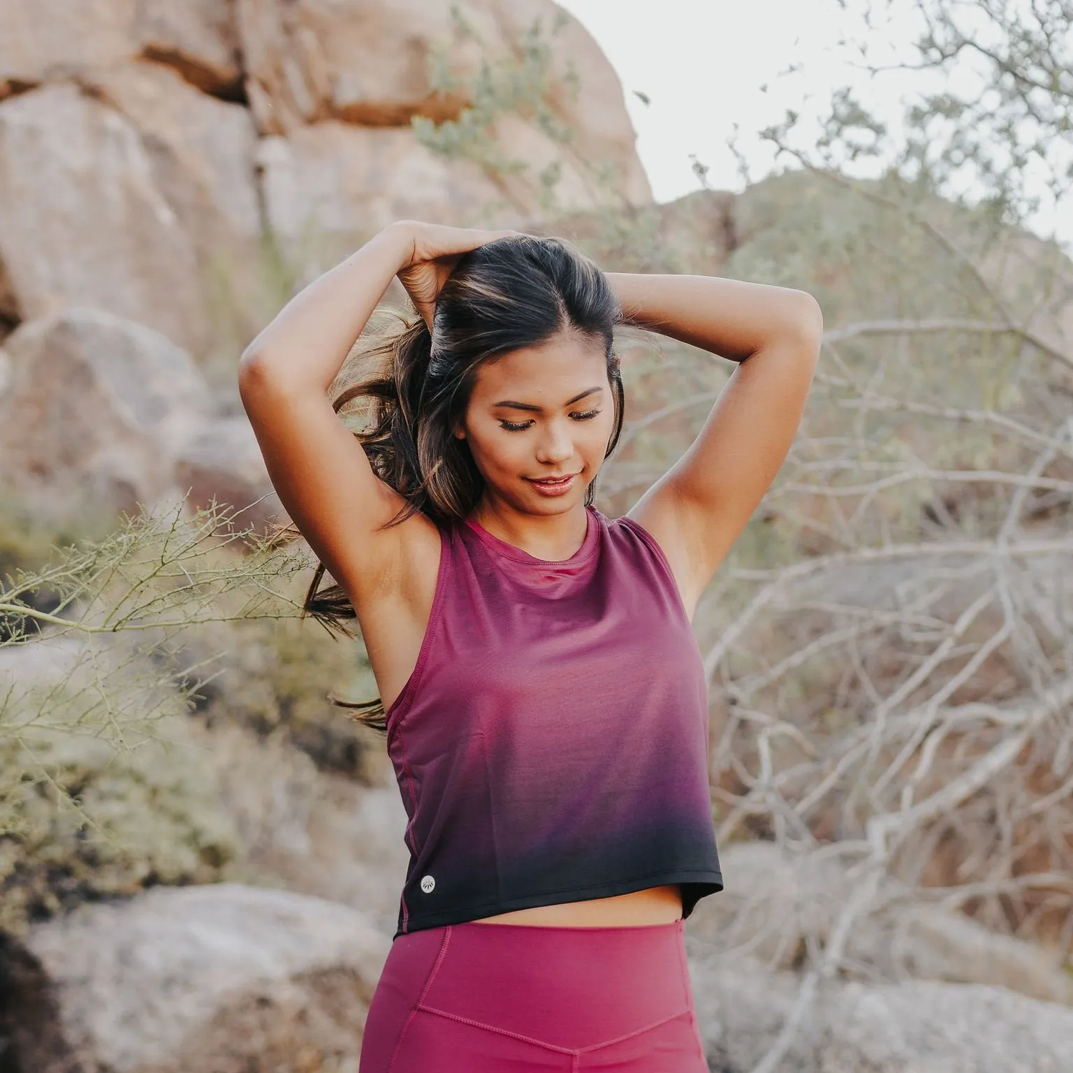 Energy Cropped Tank Top - Merlot Ombre