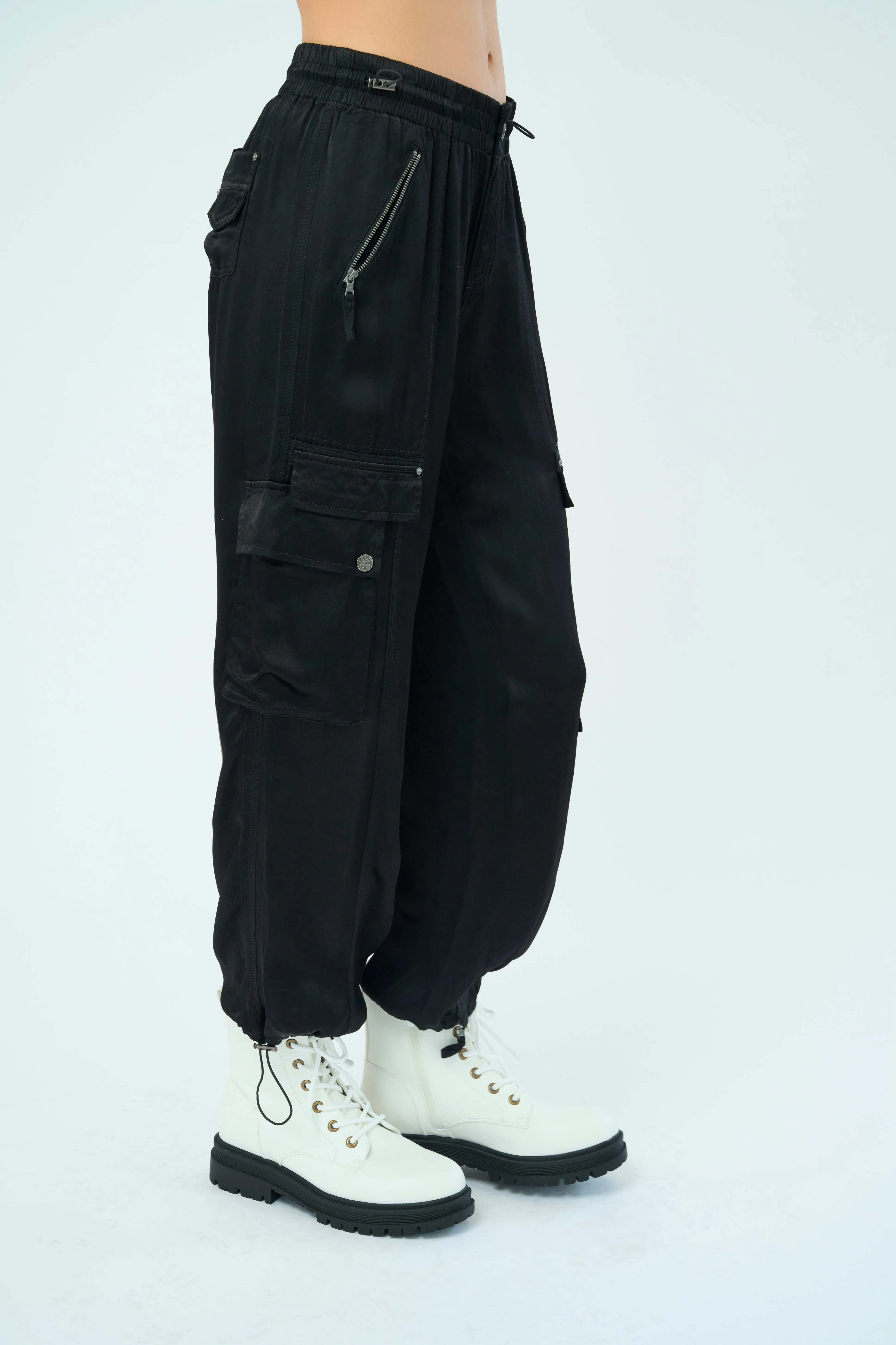 Enika Viscose Satin Twill Cargo Jogger