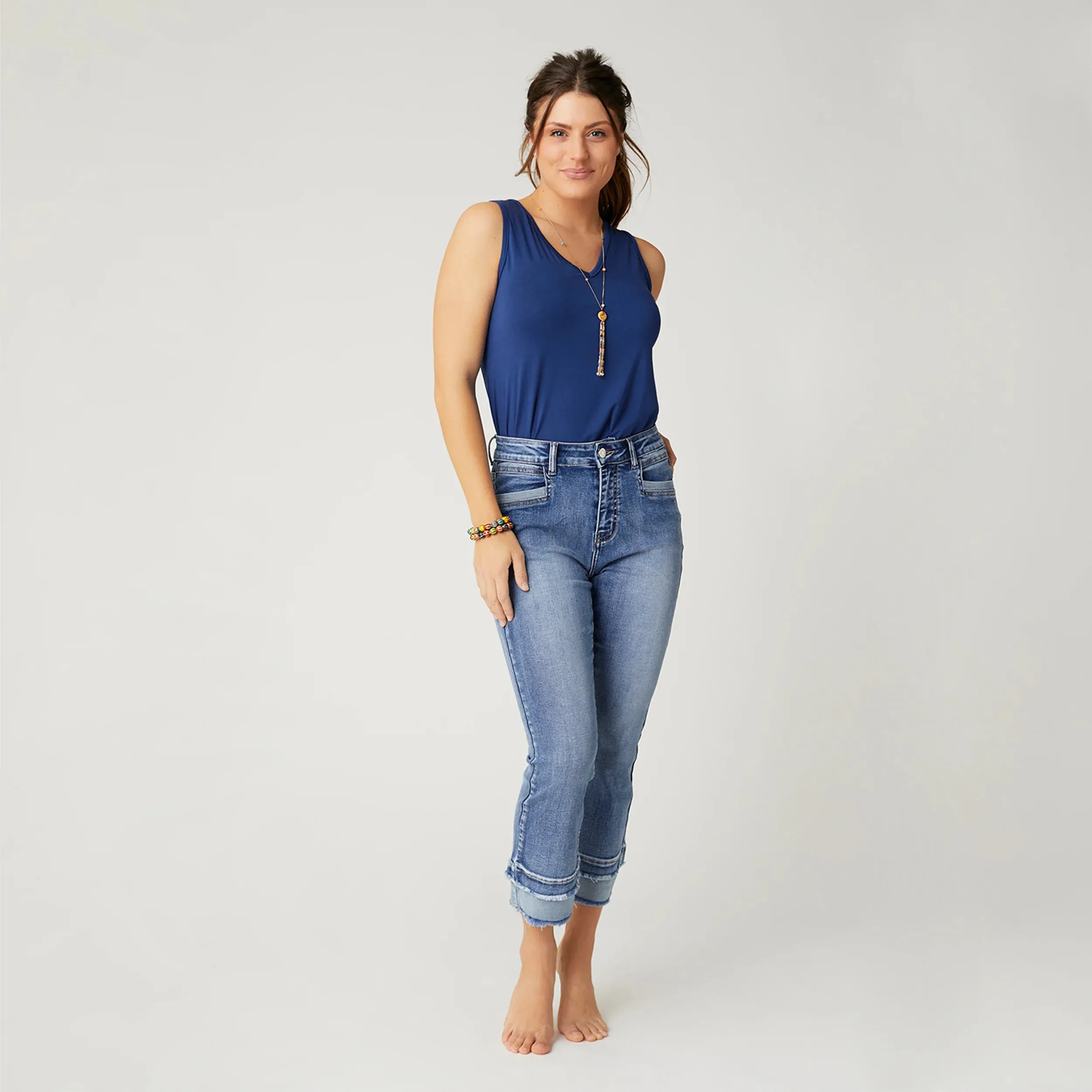 Everstretch Boyfriend Capri Jeans - Medium Denim