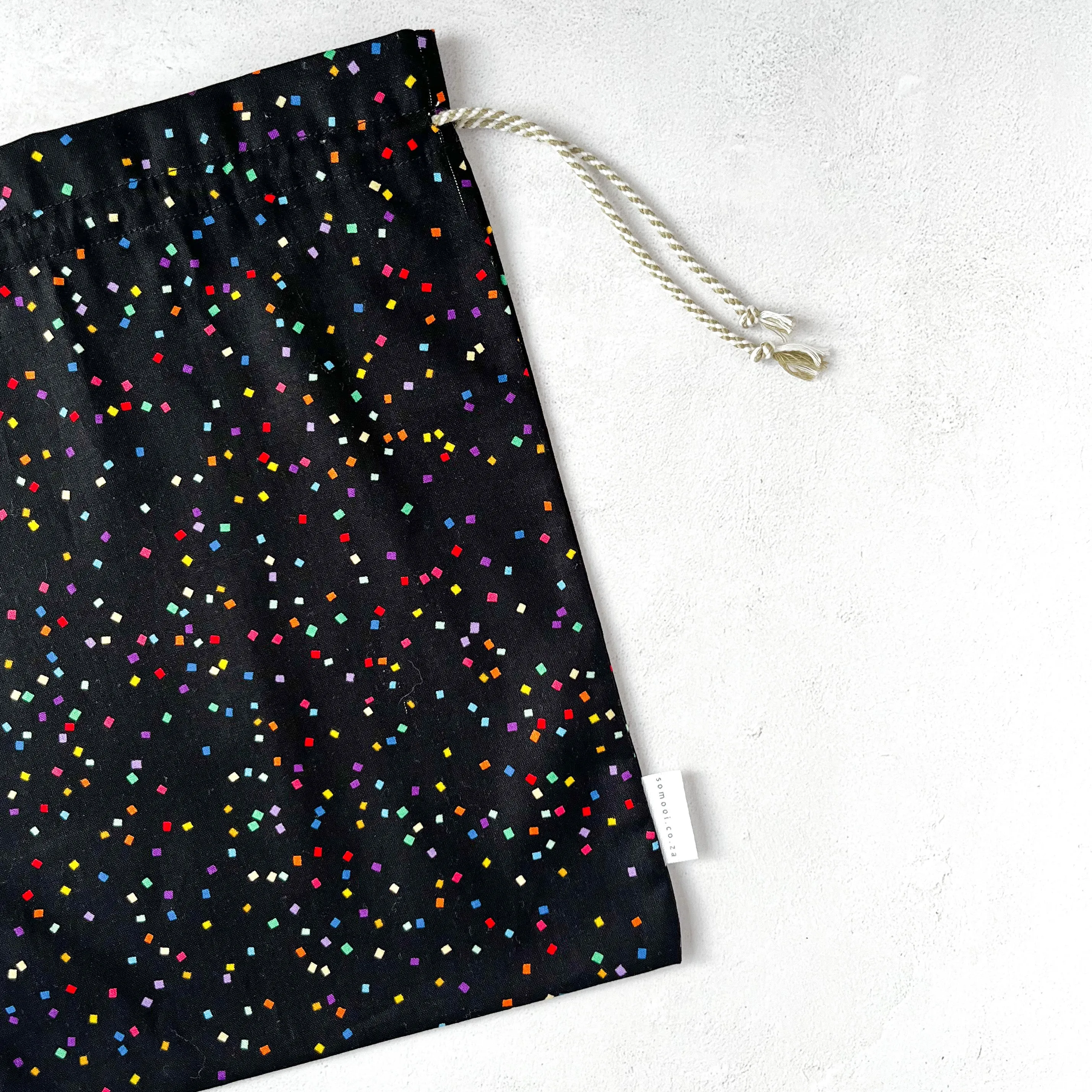 Fabric Gift Bag - Black with Dots