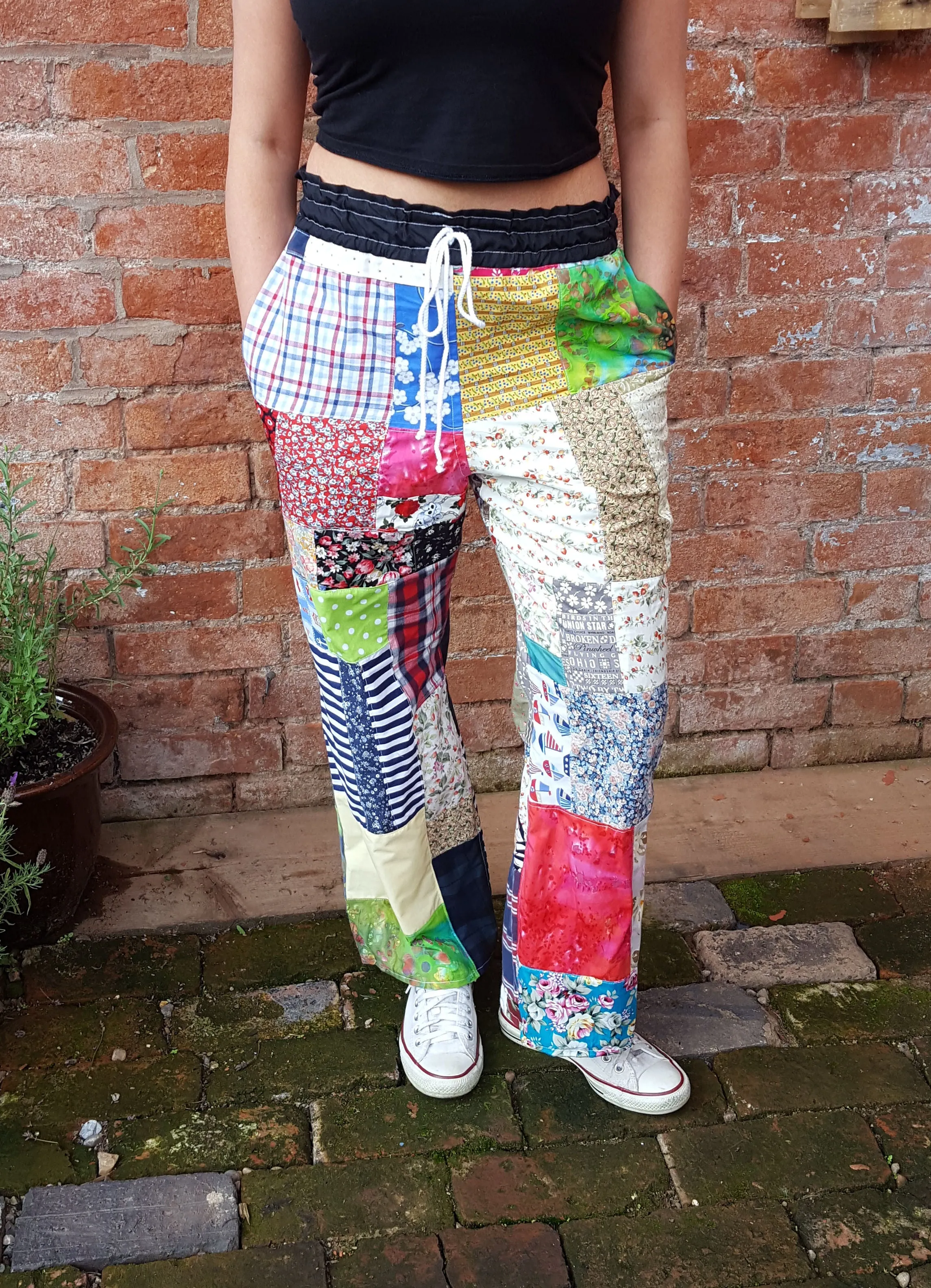 Festival, Hippie, patchwork, Pants, Handmade patchwork trousers, alternative lounge pants