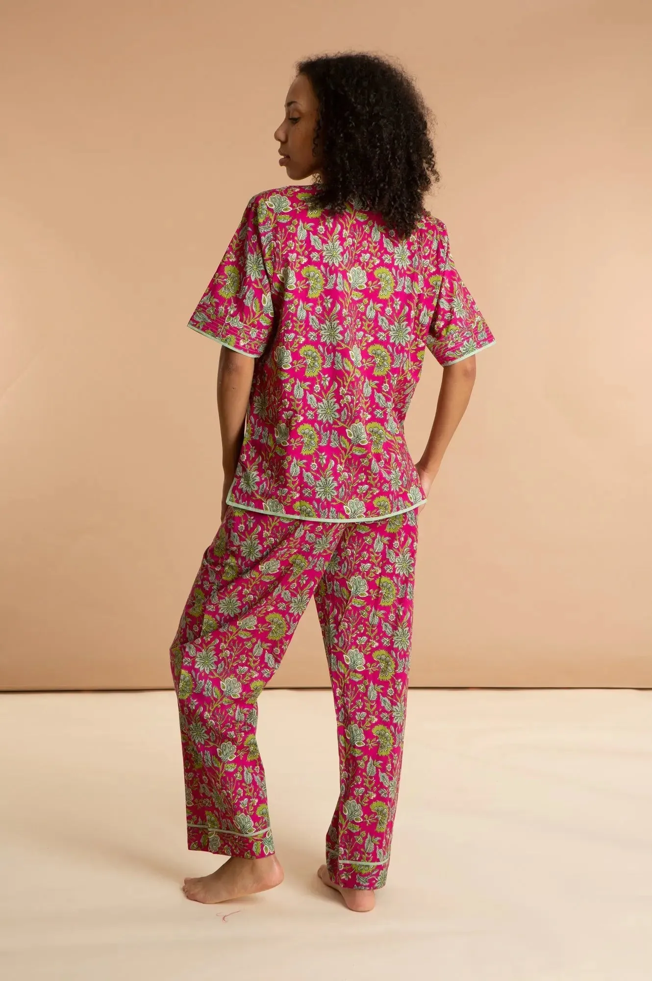 Fuchsia Freesia Women's Floral Cotton Pyjamas