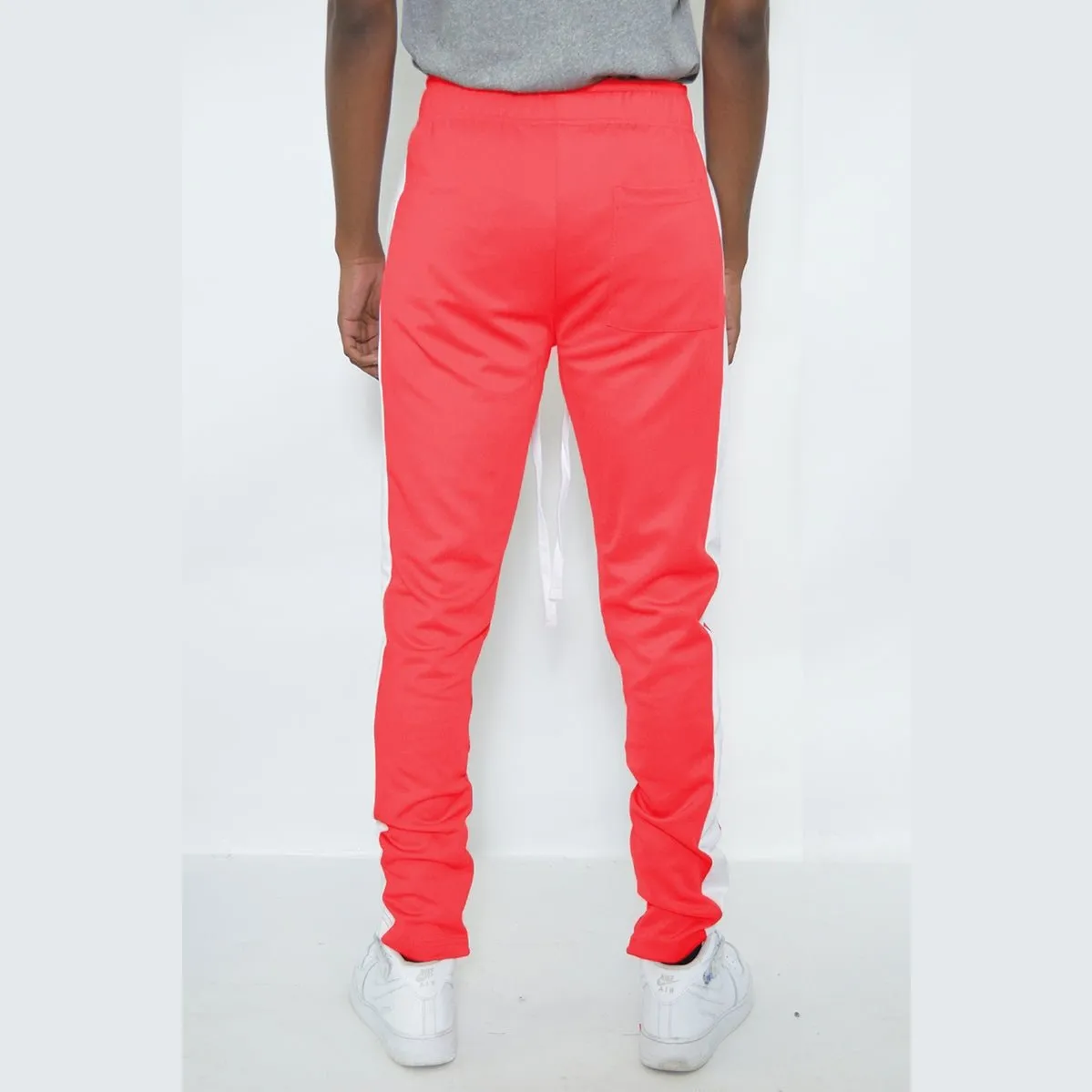 Fuchsia White Classic Slim Fit Track Pants