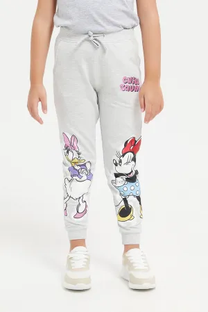 Girls Grey Minnie And Daisy Print Track Pants